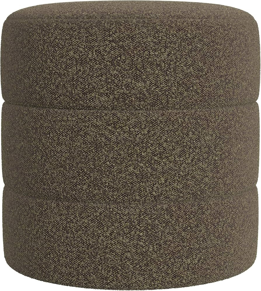 HomePop Upholstered Round Ottoman (No Lid, Seat Only) Home Décor | Round Pouf Foot Rest – Dark... | Amazon (US)
