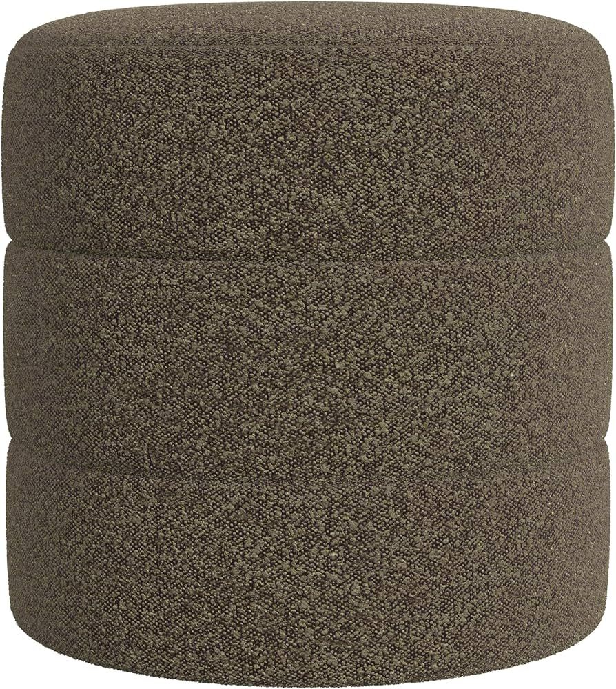 HomePop Upholstered Round Ottoman Home Décor|Foot Rest Ottoman - Dark Brown Boucle | Amazon (US)