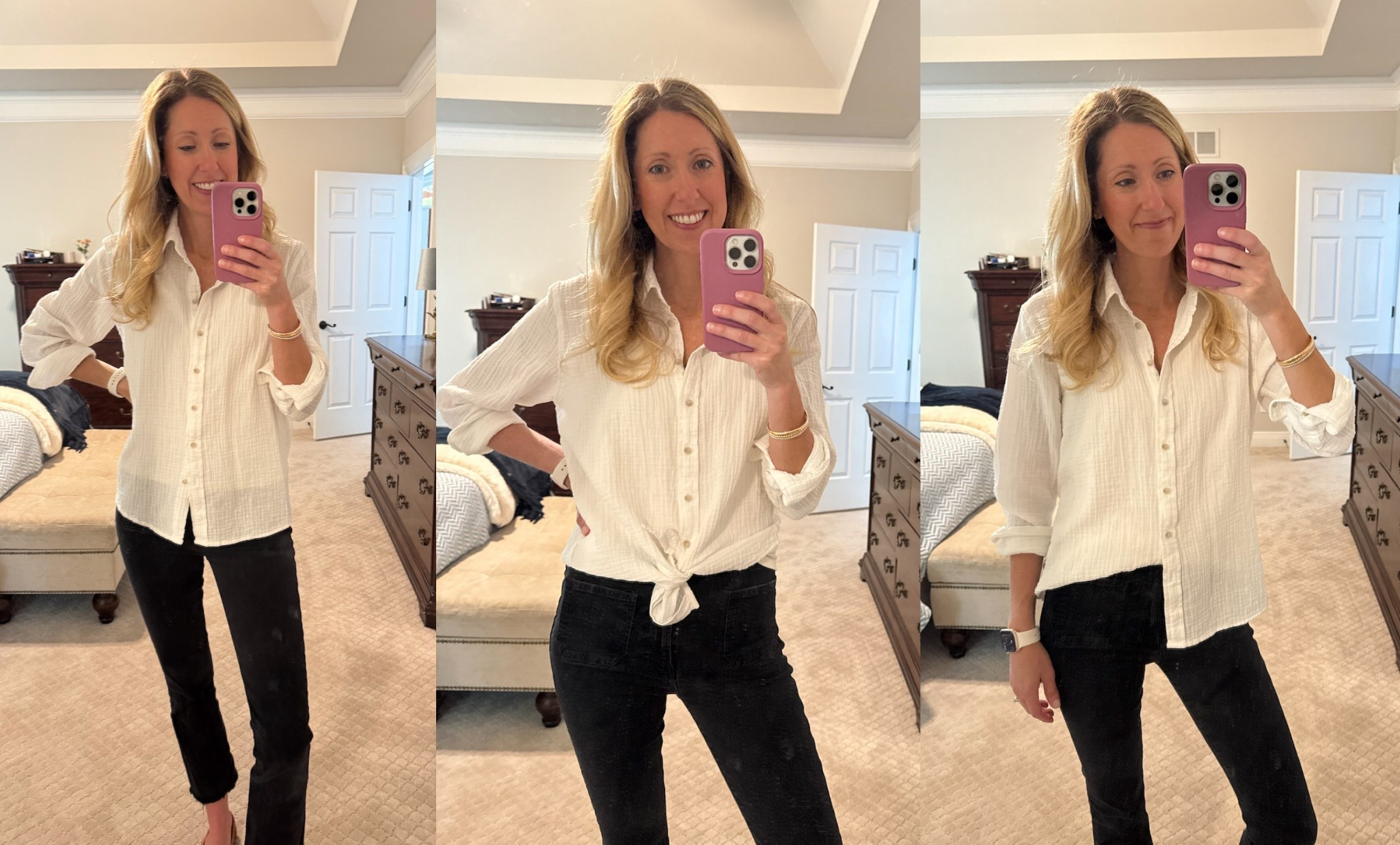 I love this shirt and have it in multiple colors. It can be styled in so many ways. Best part, it is naturally crinkly and doesn’t need ironing! Currently on sale at Target!! 🎯 I’ve linked it in the LTK app, on Facebook, and at www.lookalamode.com ❤️ #targetfind #targetpartner 

#LTKSaleAlert #LTKFindsUnder50 #LTKSeasonal