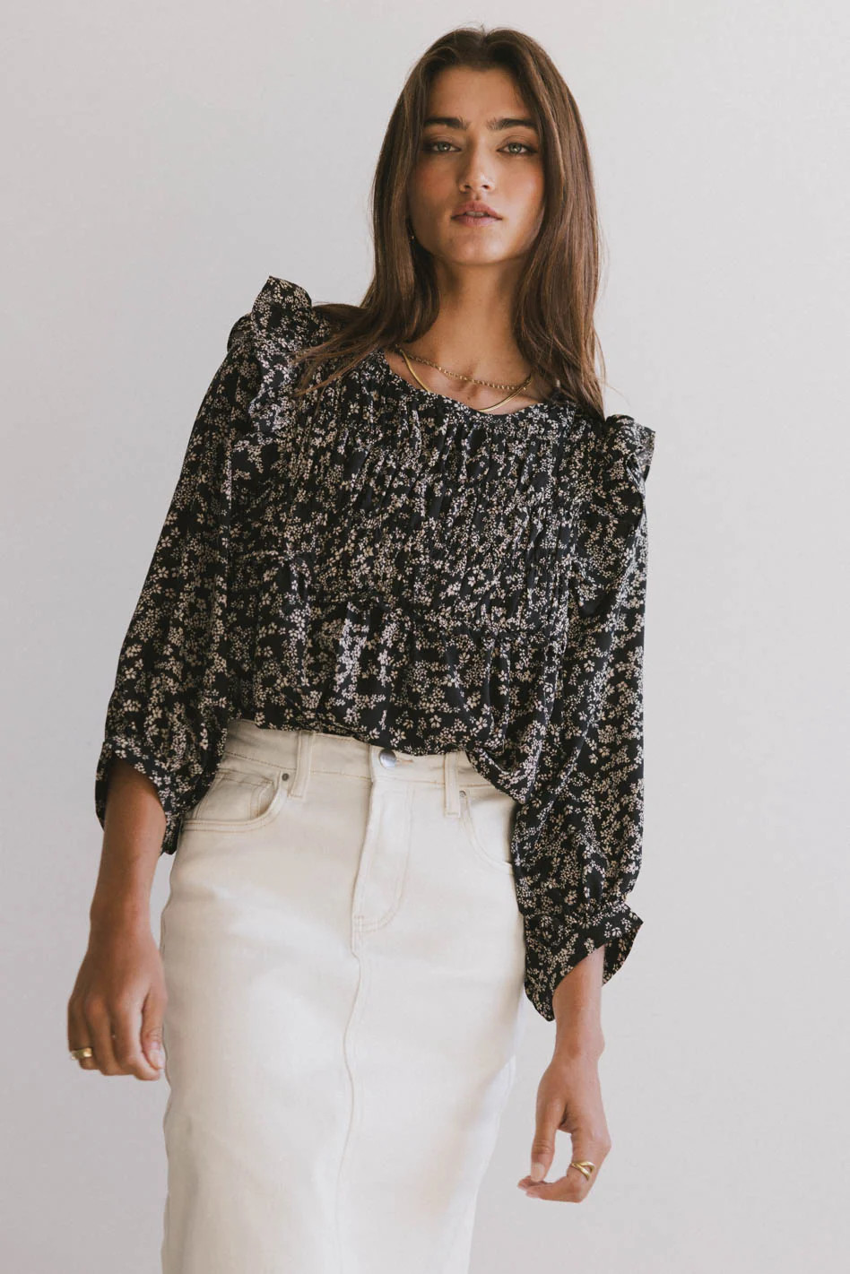 Taya Ditsy Floral Blouse in Black - FINAL SALE | Böhme US