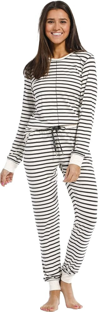 Rebelle Pastunette Ladies Pyjamas Off White and Black Stripe Pajamas PJ Set Cotton - Modal (8), W... | Amazon (US)