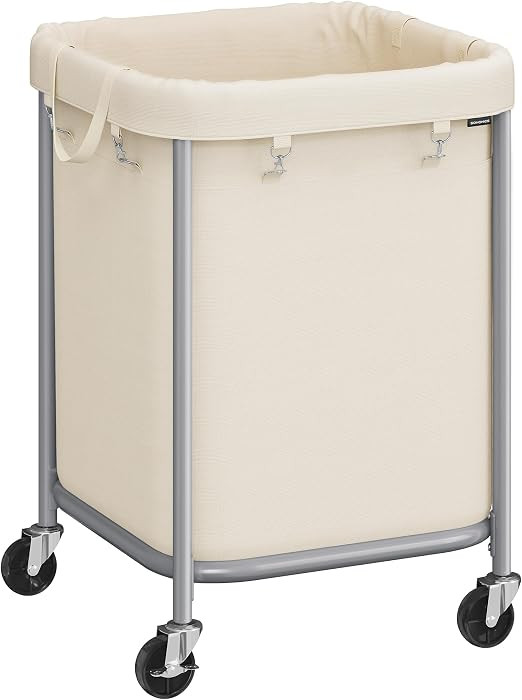 SONGMICS 45-Gallon (170 L) Laundry Basket with Wheels, Rolling Square Heavy-Duty Laundry Hamper C... | Amazon (US)