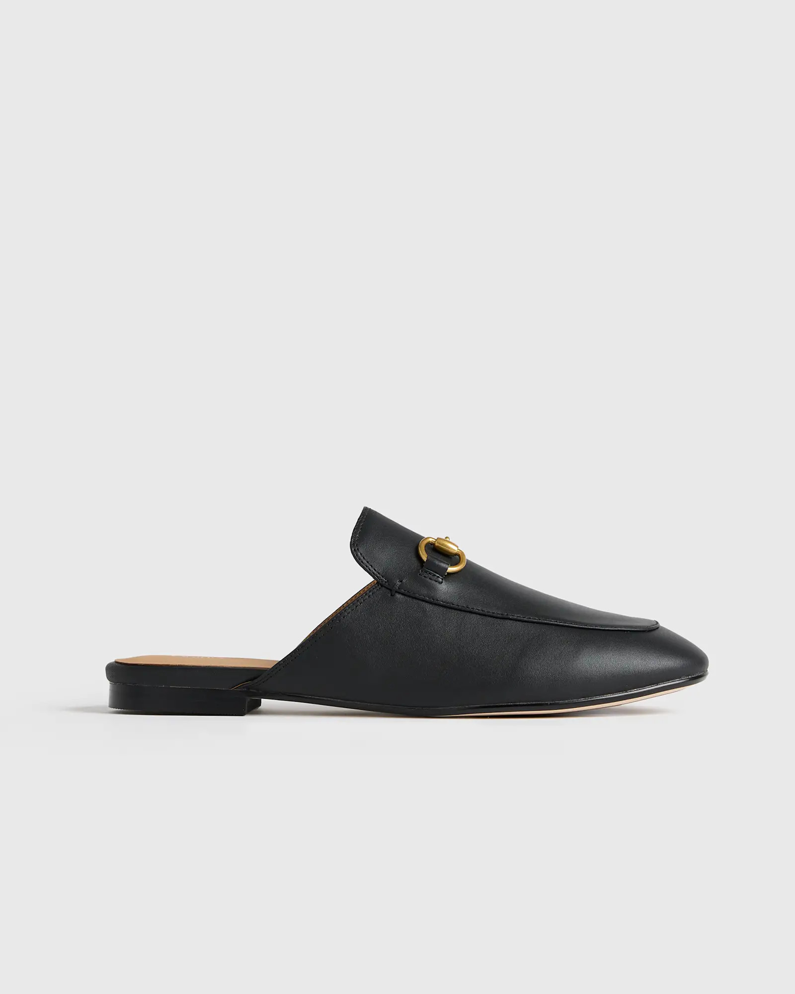 Italian Leather Horsebit Loafer Mule in Black | Quince