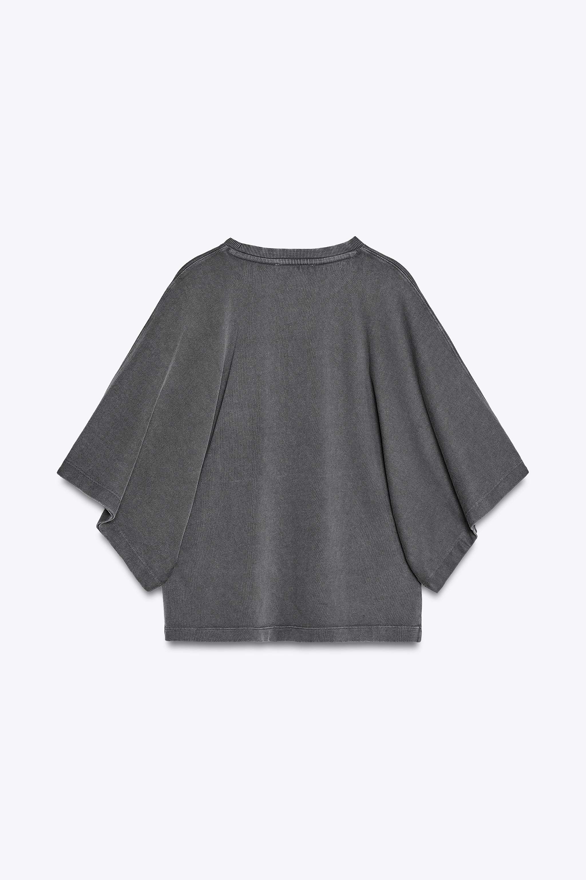 WASHED CAP SLEEVE T-SHIRTBlue grey+3 | Zara UK