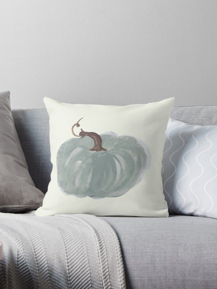 'Harvest Pumpkin - Gray ' Throw Pillow by Rochelle Rae Design | Redbubble (US)