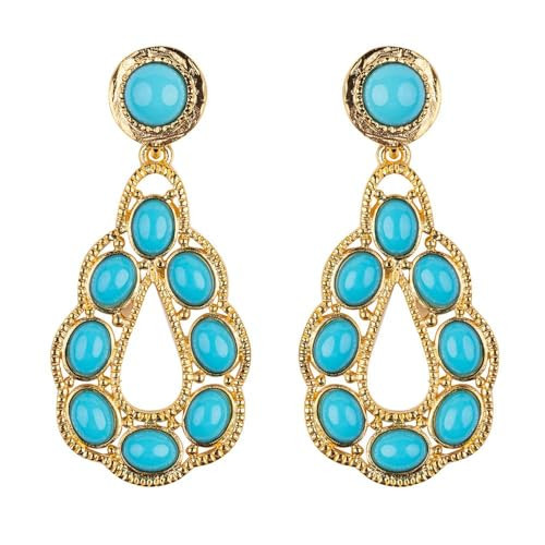 Kenneth Jay Lane, Turquoise Cabochon Drop Pierced Earrings | Amazon (US)