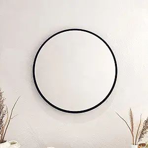 HBCY Creations Round Mirror, Black 24 inch Wall Mirror for Entryway, Bathroom, Living Room and Mo... | Amazon (US)
