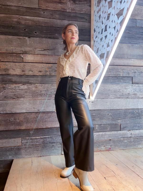 The Colette Faux-Leather Crop Wide-Leg Pants by Maeve | Anthropologie (US)