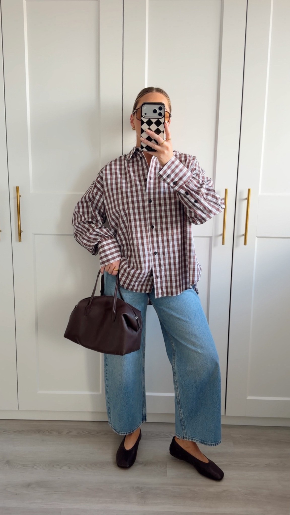 Casual transitional outfit. I wear an XS in the oversized checked shirt & 25 extra short in the jeans for an ankle grazer style.

#LTKautumn #LTKjeans #LTKstyletip