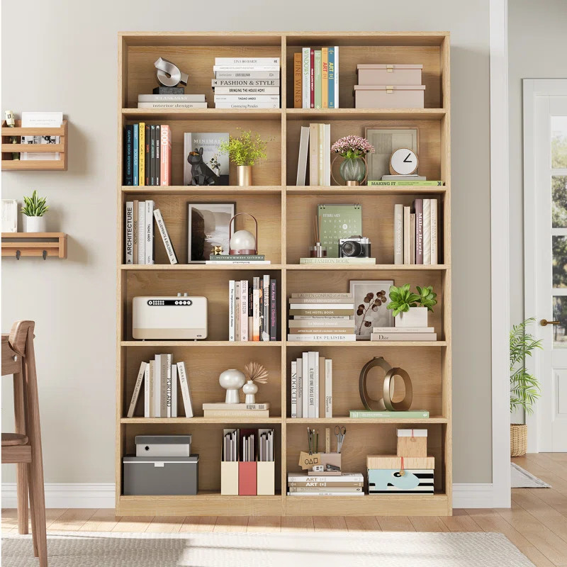 Hokku Designs 74.3"H X 47.2"W Wood Double 6-Tier Standard Bookcase & Reviews | Wayfair | Wayfair North America