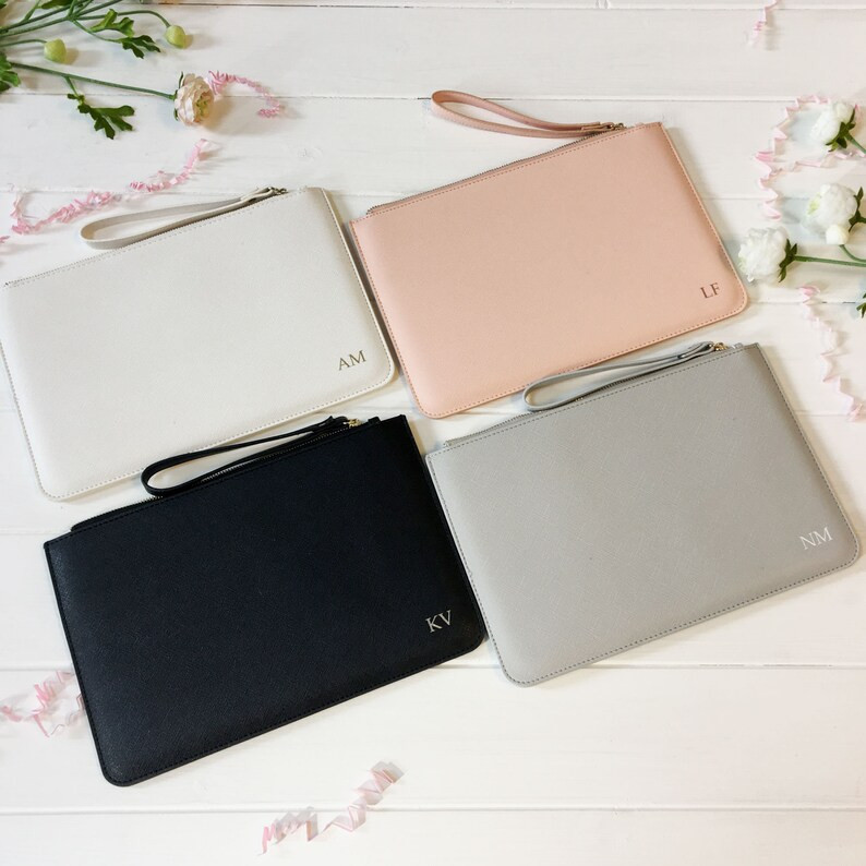 Initial Bridesmaid Gift, Personalised Bridesmaid Gift, Personalised Clutch Bag, Bridesmaid Initia... | Etsy (US)