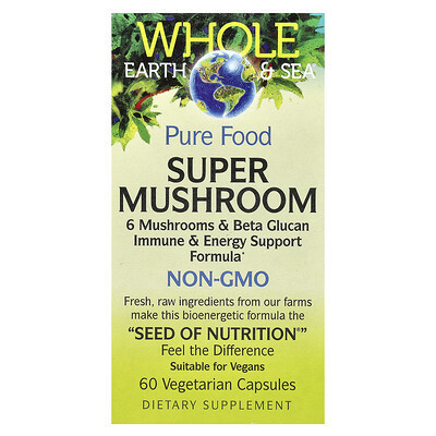 Natural Factors, Whole Earth & Sea®, Super Mushroom, 60 Vegetarian Capsules | iHerb