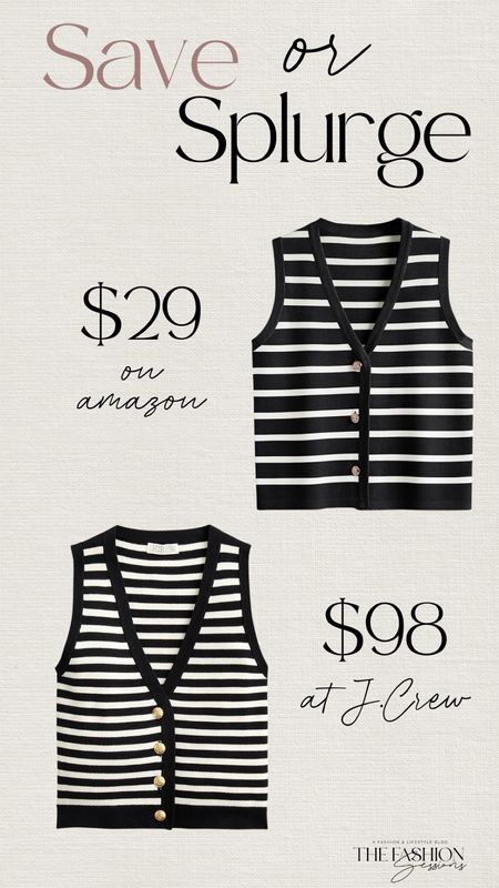Save or Splurge | Stripes | Tank Top | Sweater Tank Top | Spring Outfit | Outfit Ideas | Dupe | Fashion Over Forty | The Fashion Sessions | Tracy 

#LTKover40 #LTKsalealert #LTKstyletip