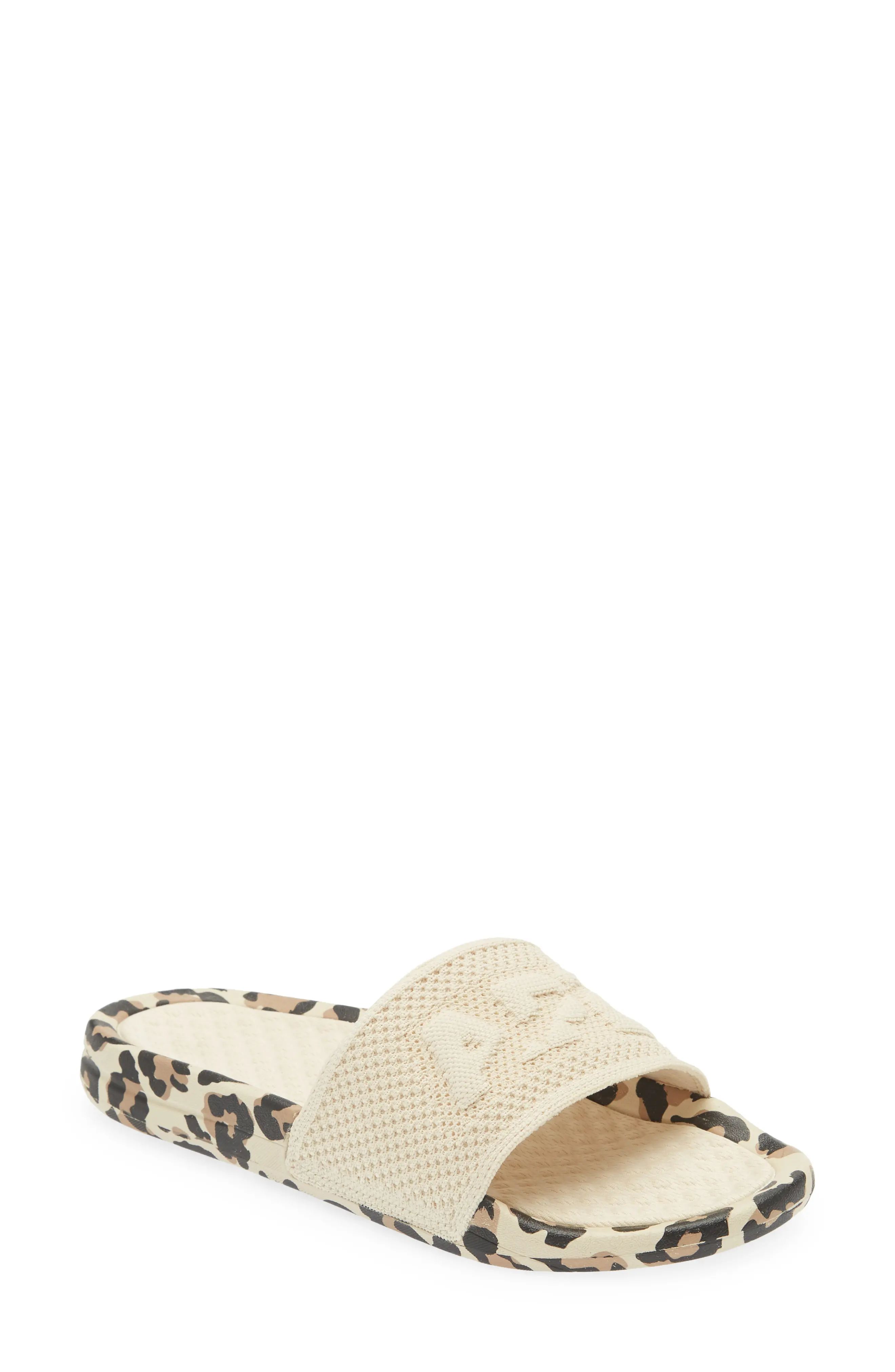 APL Big Logo TechLoom Knit Sport Slide in Parchment /Leopard at Nordstrom, Size 10 | Nordstrom