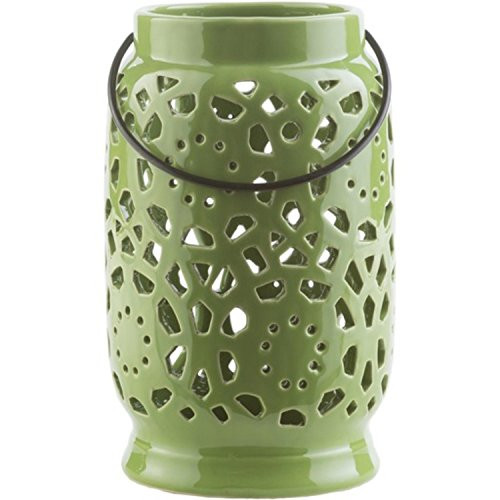 9.5" Madison Links Green Apple Ceramic Medium Pillar Candle Holder Lantern | Amazon (US)