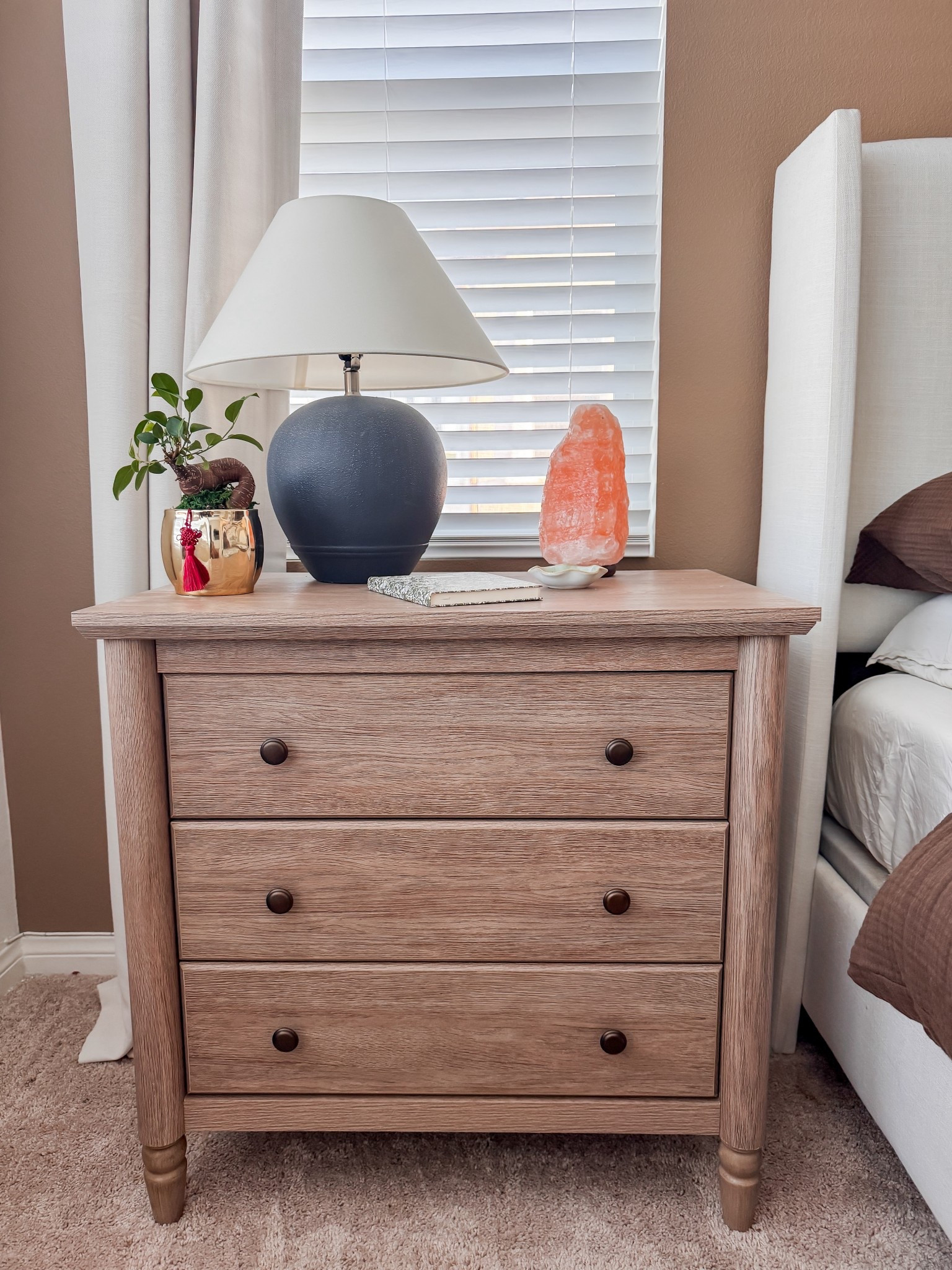 This nightstand is everything I was looking for. Perfect height, plenty of drawer space. Very functional and super heavy! 

#LTKdayinmylife #LTKHome