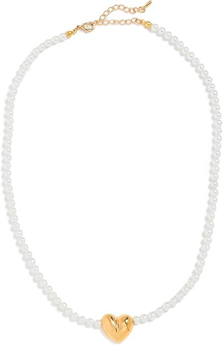 ADINA EDEN Women's Puffy Heart X Pearl Necklace | Amazon (US)