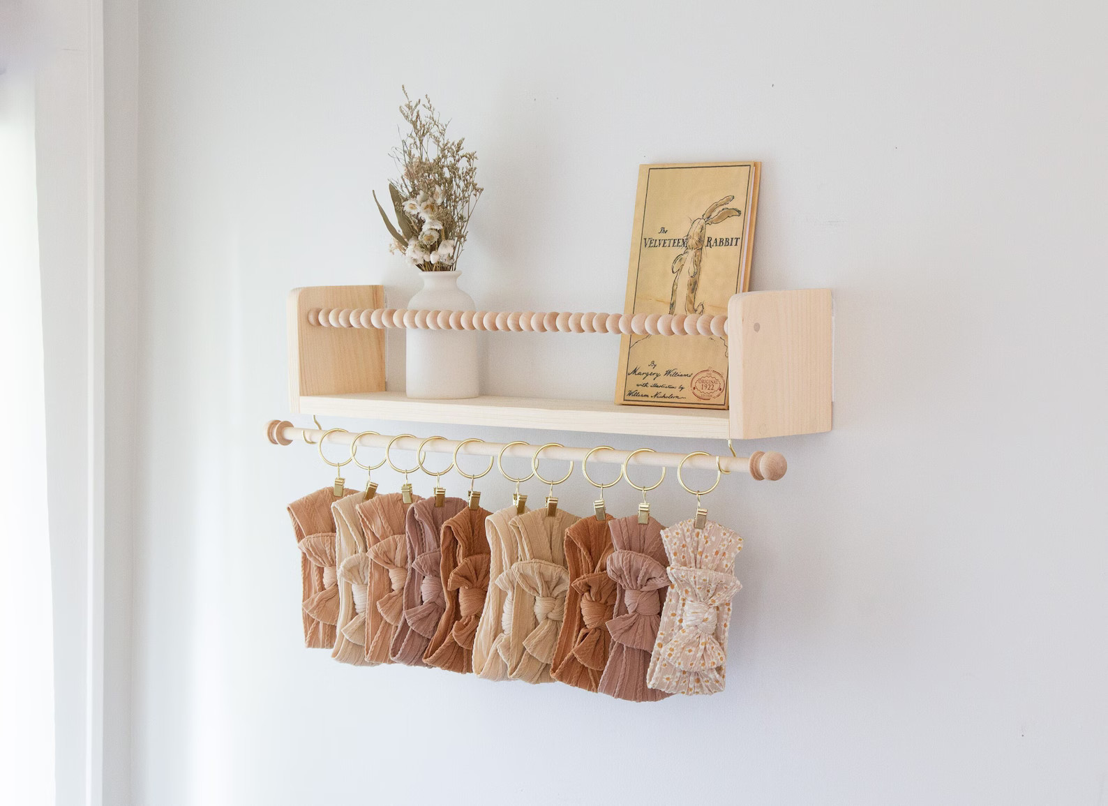 Headband and Bow Holder Shelf with Rod, Baby Girl Nursery Decor, Baby Girl Shower Gift, Headband ... | Etsy (US)