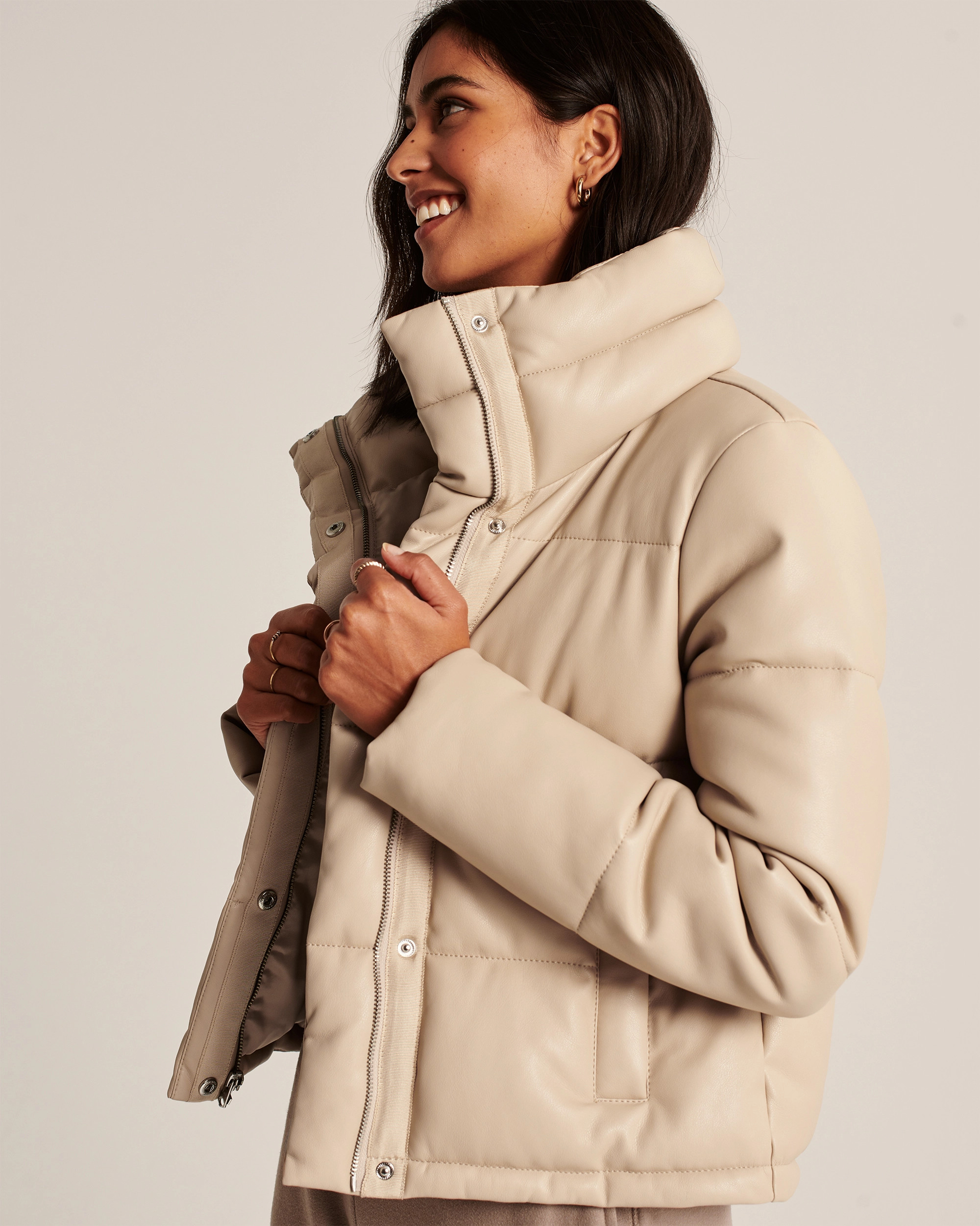 Vegan Leather Mini Puffer | Abercrombie & Fitch (US)