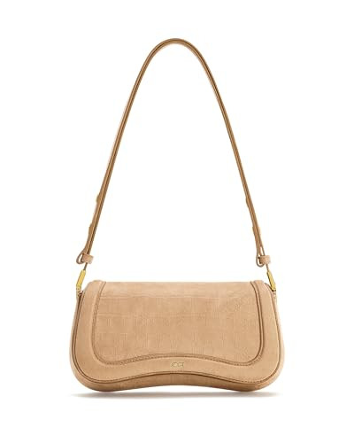 JW PEI Women's Joy Shoulder Bag Beige Croc Embossed Faux Suede | Amazon (US)