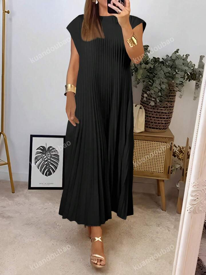 Solid Pleated Hem Longline Dress For Summer | SHEIN