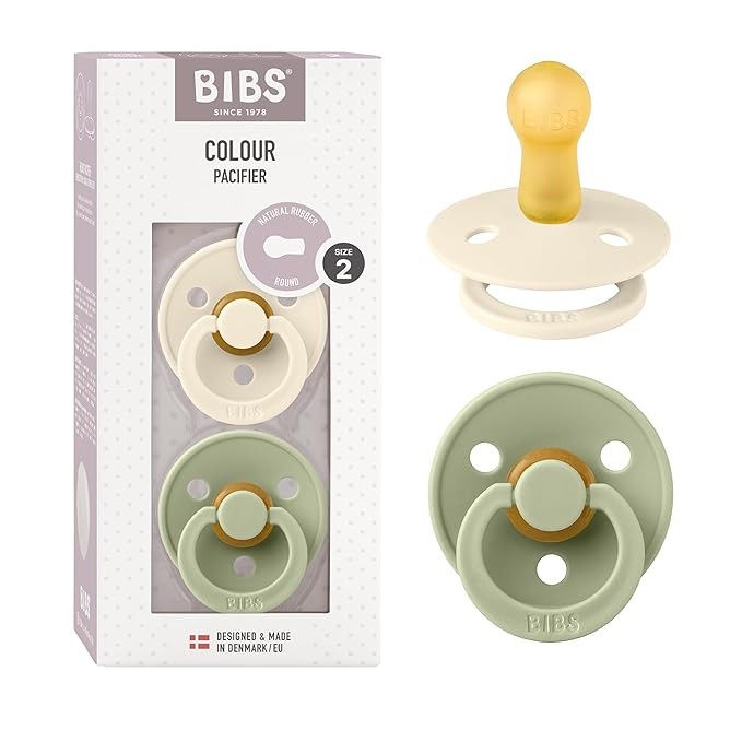 BIBS Pacifiers | Natural Rubber Baby Pacifier | Set of 2 BPA-Free Soothers | Made in Denmark | Sa... | Amazon (US)