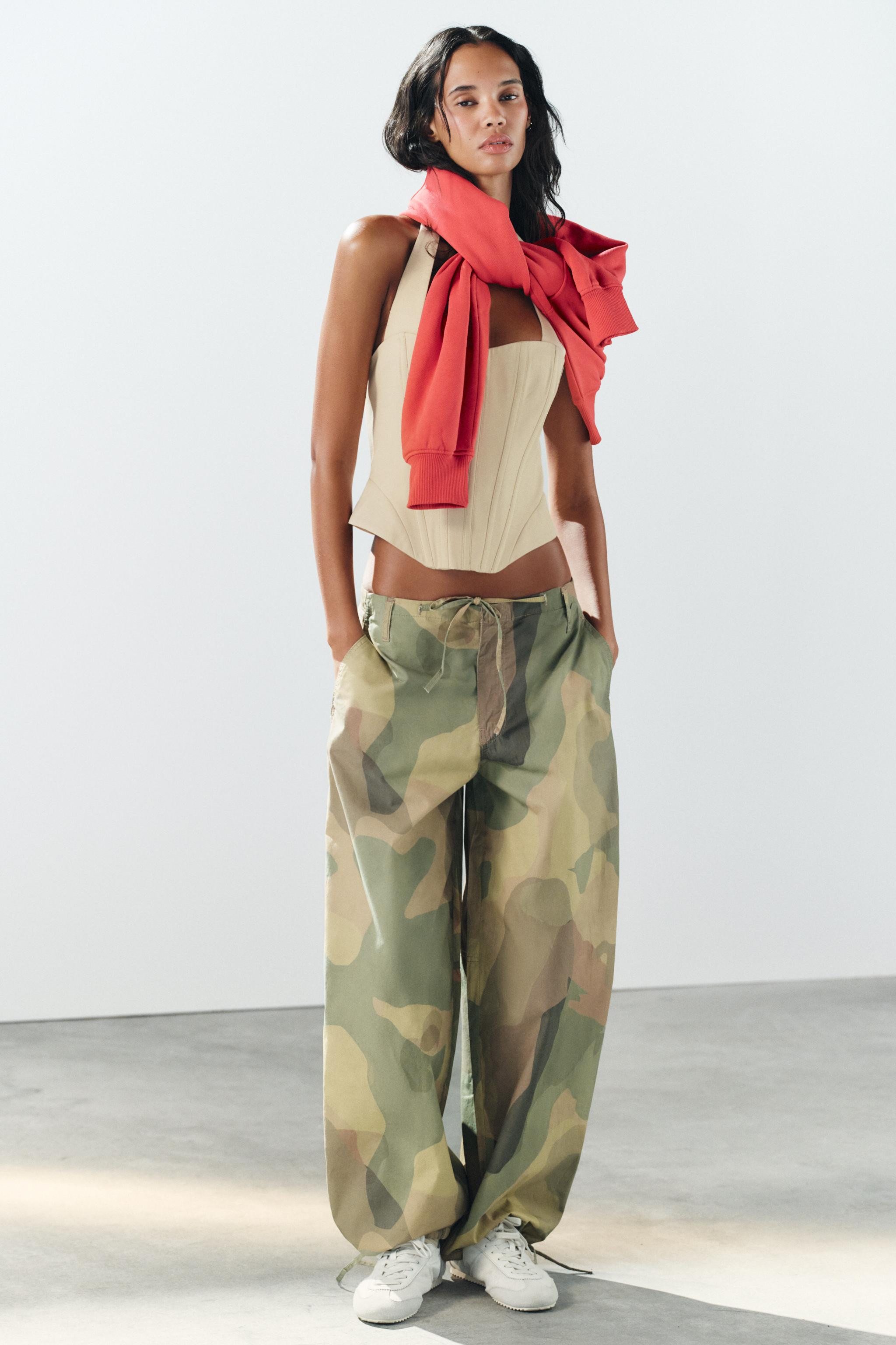 PRINTED WIDE-LEG TROUSERS WITH DRAWSTRINGS | Zara UK