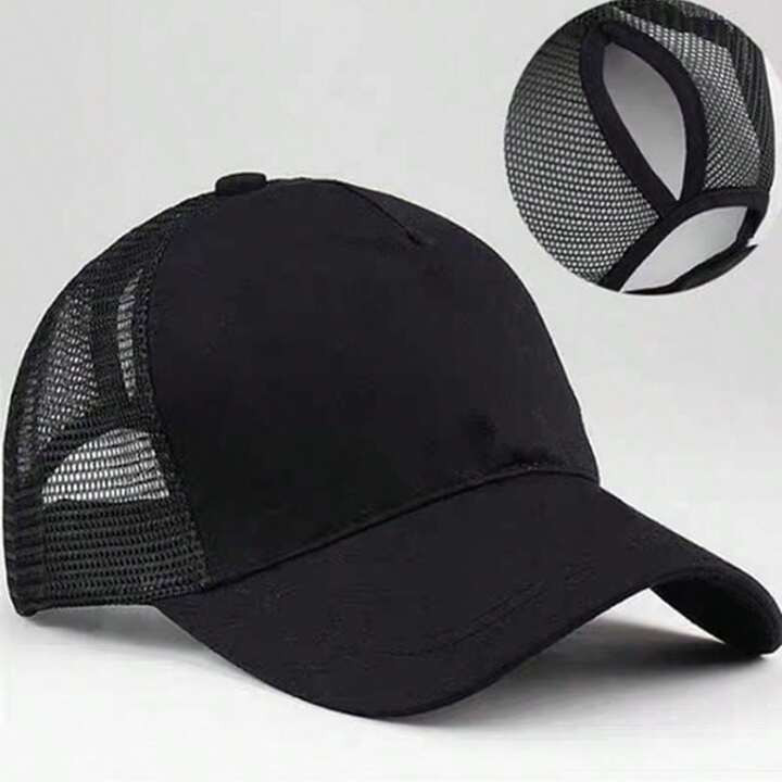 1PC Summer  Mesh Trucker Hat Snapback Cap Chapeau Femme Fashion Messy Hair Bun Ponytail Baseball ... | SHEIN