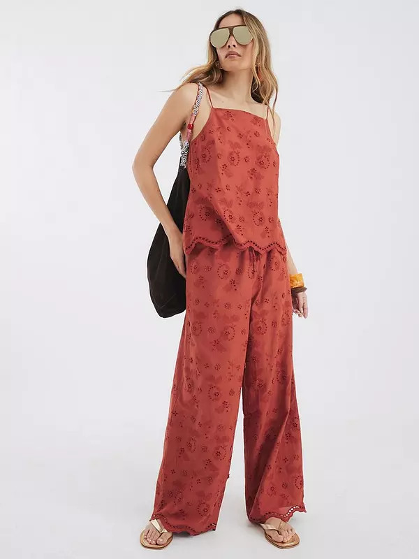 River Island Embroidered Tunic Top - Rust | Very (UK)