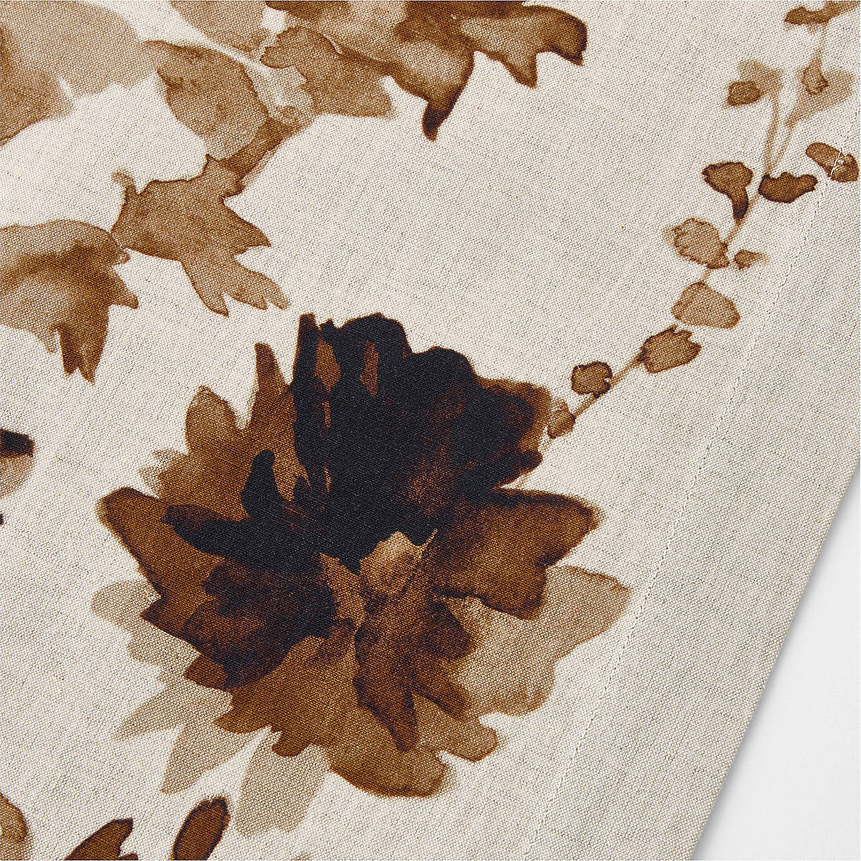 Watercolor Floral Linen Cotton Blend 120" Table Runner | Crate & Barrel | Crate & Barrel