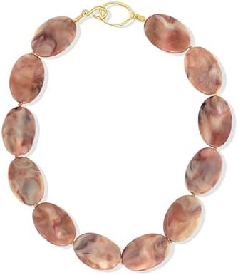 Large Red Brown Burgundy Resin Acrylic Beaded Choker Statement Necklace for Women by SNGIA, Maroo... | Amazon (US)