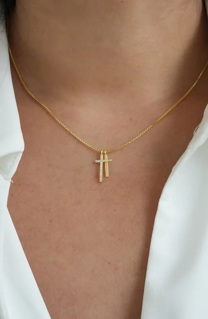 Argento Vivo Sterling Silver Double Pendant 18K Gold Plate Sterling Silver Necklace | Nordstrom | Nordstrom