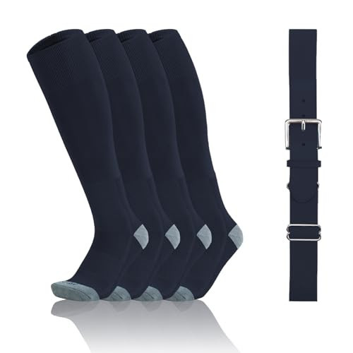 QBK Toddler Baseball Socks And Belt Youth Softball Tee Ball Combo Set for Boy Girl (2 Pairs of Socks & 1 Belt) Navy 5-7T | Amazon (US)