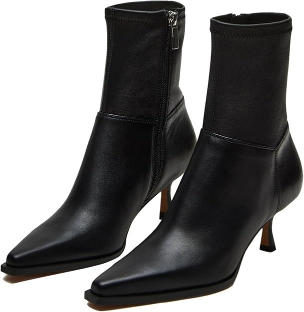 SOVANYOU Women's Dressy Ankle Boots Pointed Toe Kitten Heel Booties with Side Zipper Stylish Comf... | Amazon (US)