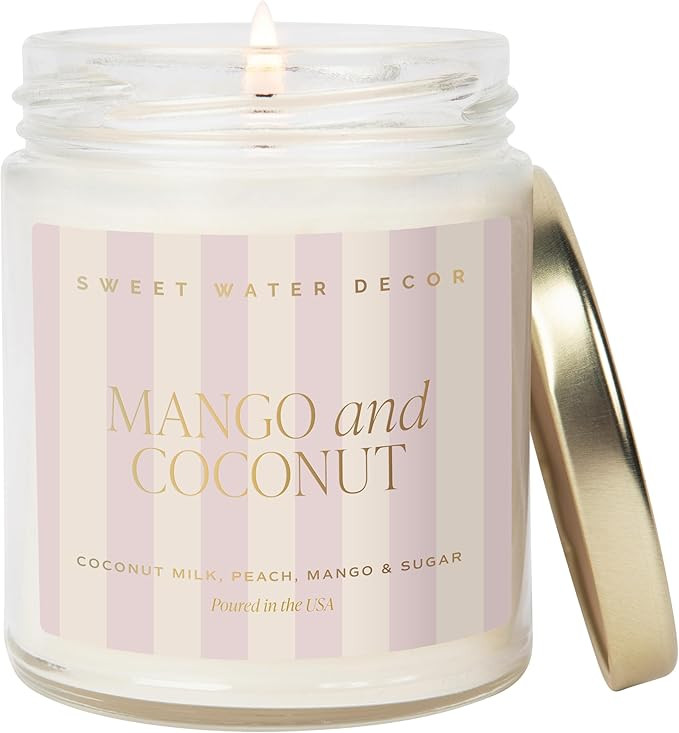 Sweet Water Decor Mango and Coconut Patterned Candle – Soy Candles with Pineapple, Mango, Orang... | Amazon (US)