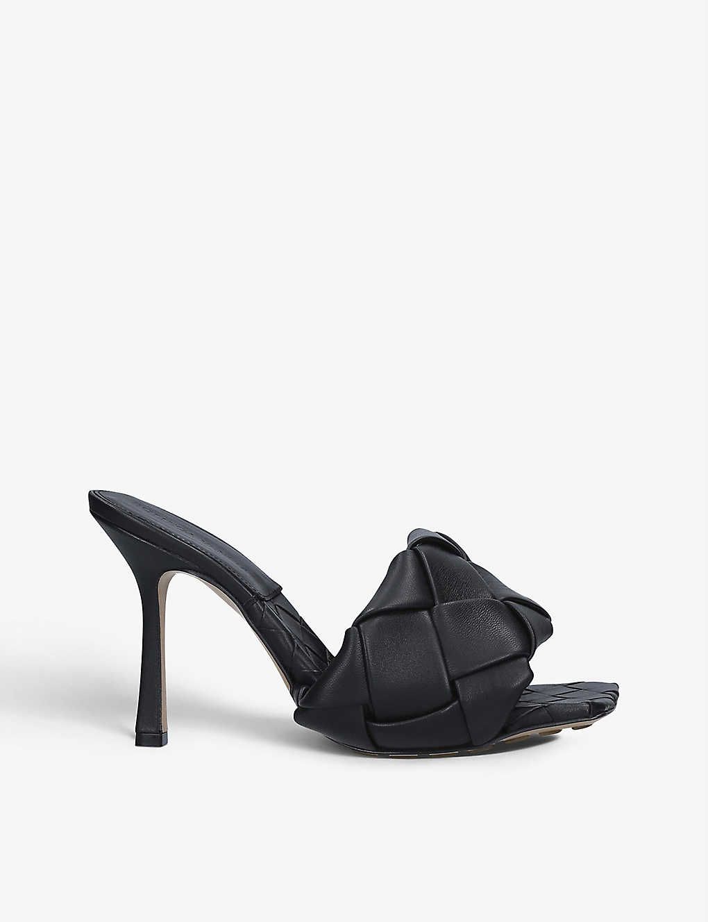BOTTEGA VENETA Lido Intrecciato-woven leather heeled mules | Selfridges