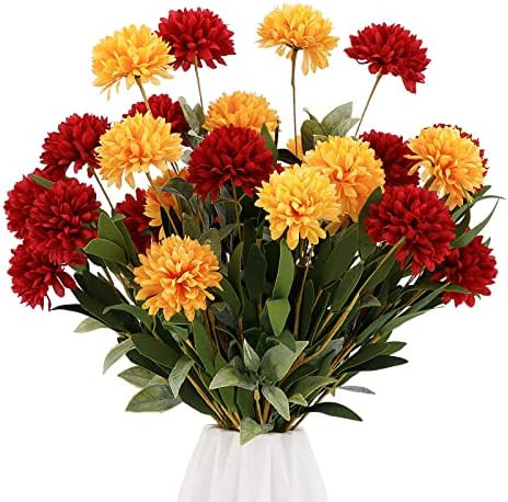 Wesail Artificial Mum Bush Flowers,Fake Mums Floral for Home and Wedding Decor,Faux Fall Chrysanthem | Amazon (US)