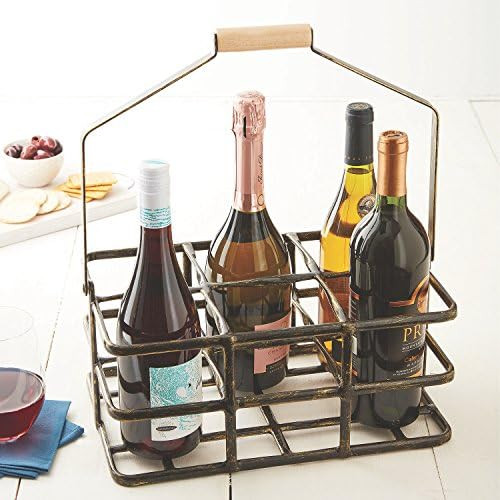 Professional 6 Bottle Wine Caddy for All Size & Shape Bottles. Sturdy Black Rubber Coated Frame P... | Amazon (US)