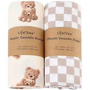 LifeTree Muslin Swaddle Blankets Neutral, Baby Swaddling Wrap Nursery Blanket for Boys & Girls Un... | Amazon (US)