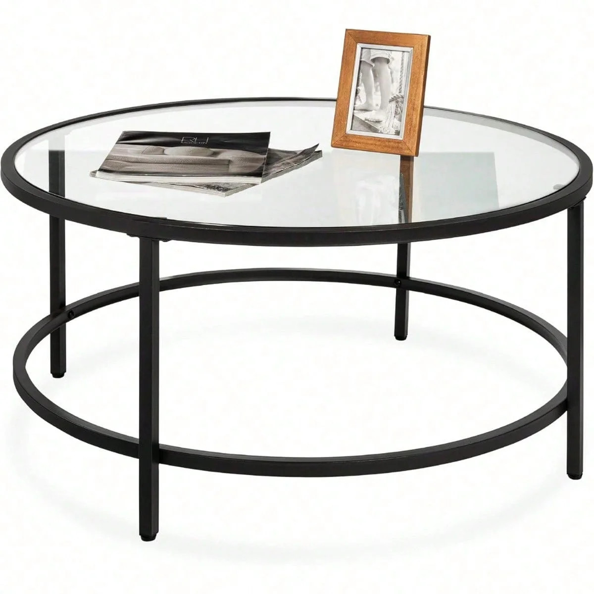 36in Modern Round Tempered Glass Accent Side Coffee Table for Living Room, Dining Room, Tea, Home... | Walmart (US)