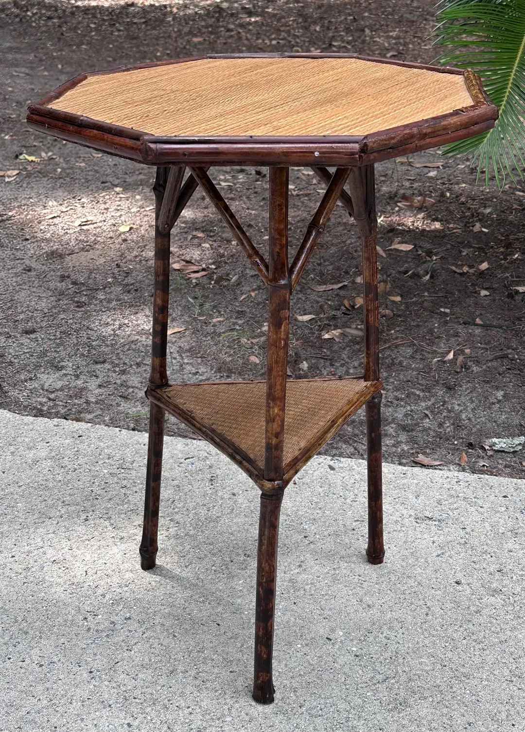 19th C English Faux Tortoiseshell 2 Tiered Side Table, Octagonal Shape Top, Triangular Shelf | Etsy (US)