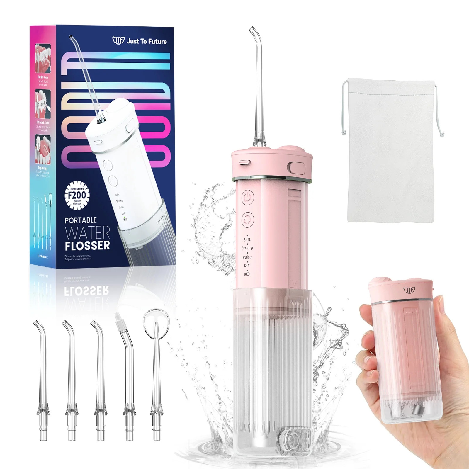 JTF Mini Cordless Water Flosser for Teeth with 5 Jet Tips and Travel Bag, 3+DIY Modes 230ML Teles... | Walmart (US)