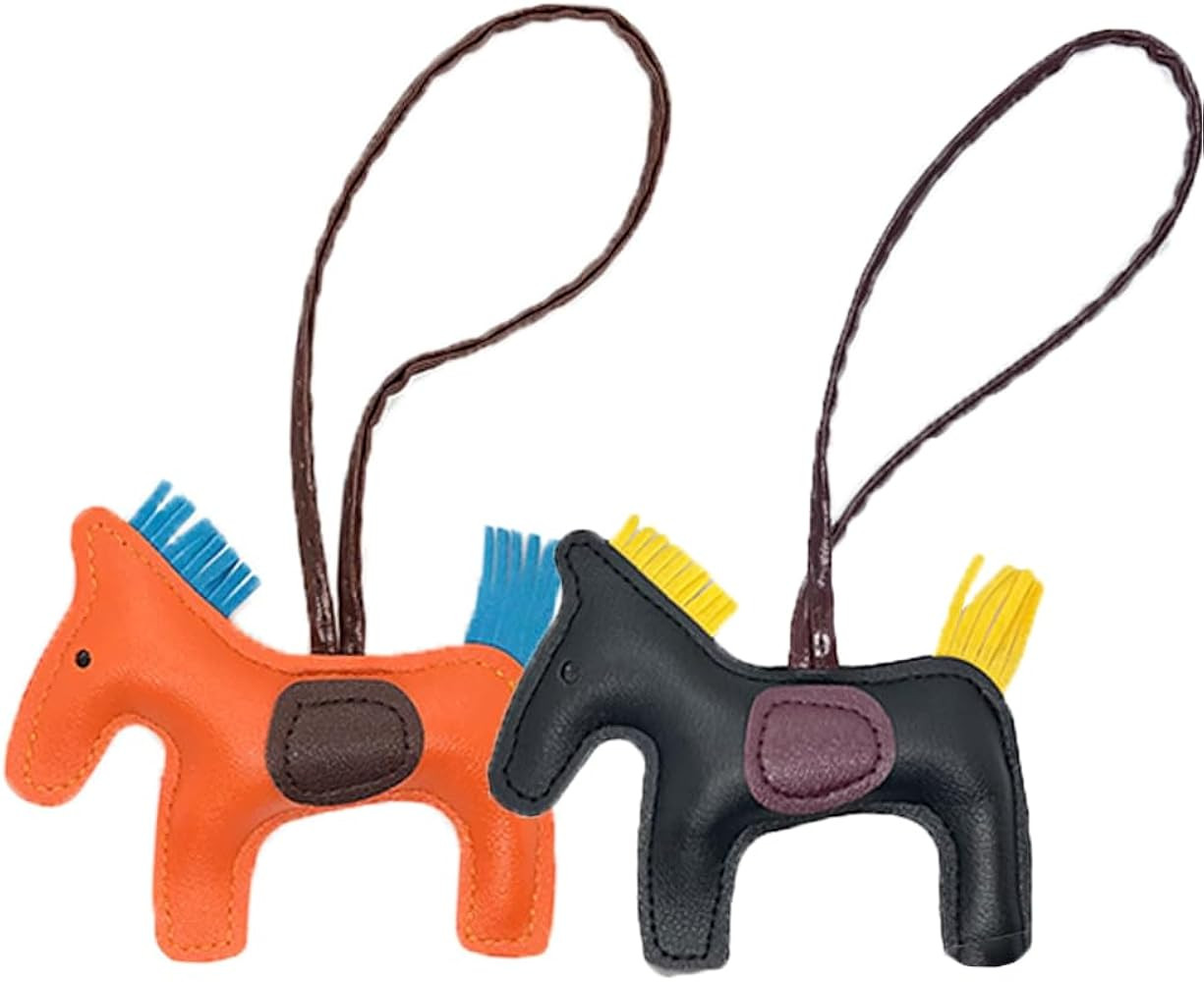 Leather Tassel Pony Keychain Leather sewn horse styling cute fashion bag accessories | Amazon (US)