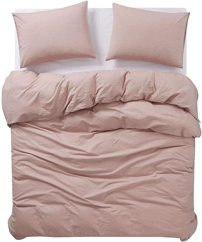 Wake In Cloud - Washed Cotton Duvet Cover Set, Yarn Dyed Plain Solid Color, Comfy Bedding with Zi... | Amazon (US)