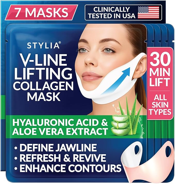 Stylia V Line Lifting Collagen Face Mask - Lift, Firm & Contour Jawline - Double Chin Strap with ... | Amazon (US)