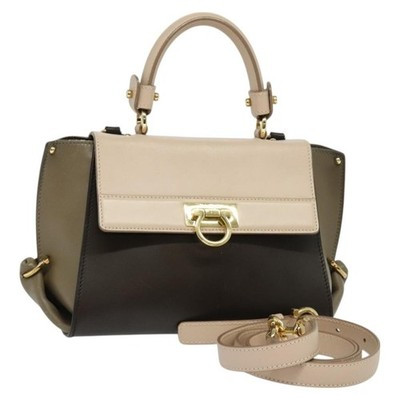 Salvatore Ferragamo Gancini Hand Bag Leather 2way Brown Gold Auth 127421 | eBay US