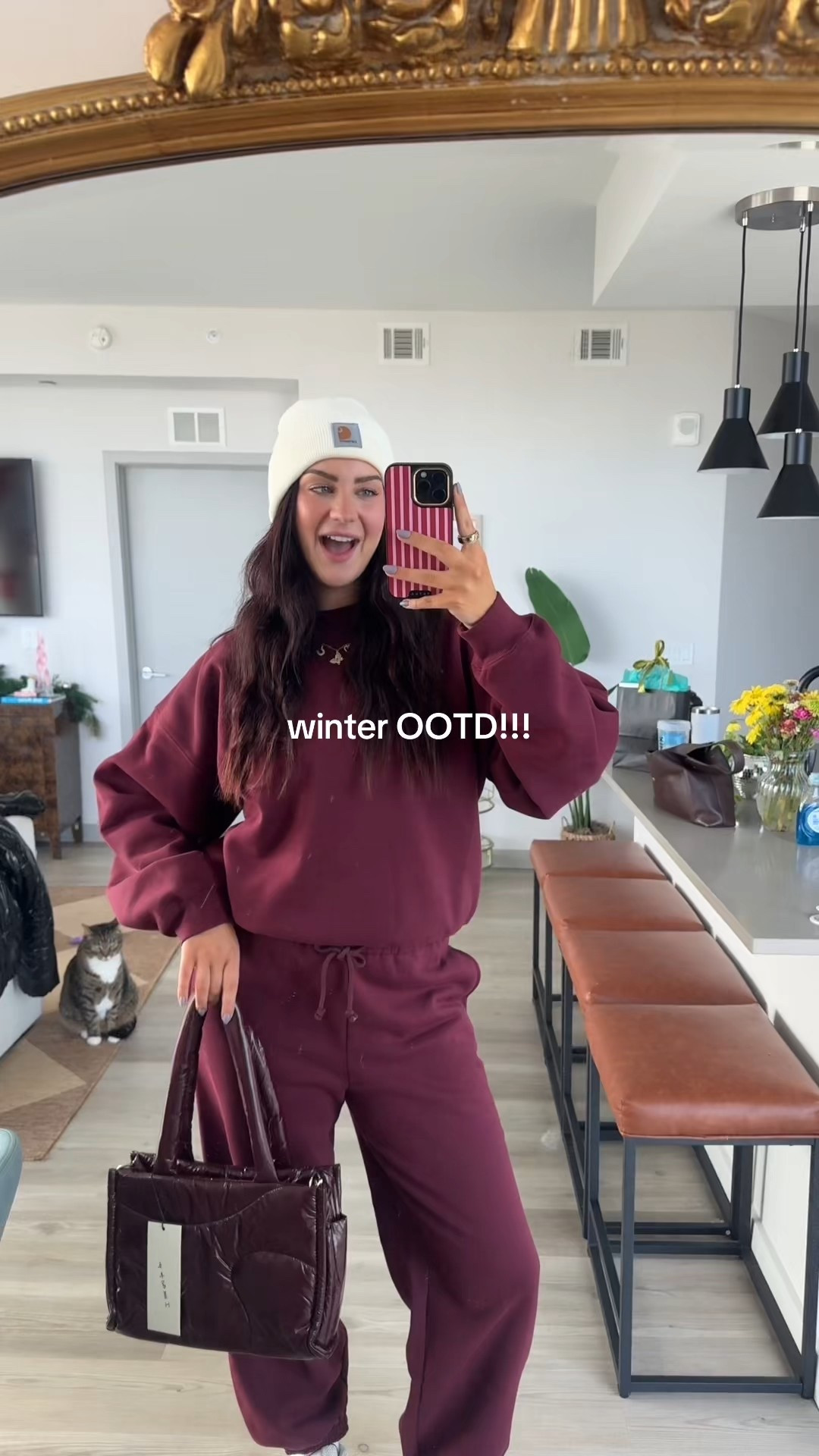 This brand isn’t available yet to link on LTK so I linked similar! 🫶🏻 loving this maroon / burgundy color right now 

#LTKSeasonal #LTKootd #LTKstorytime