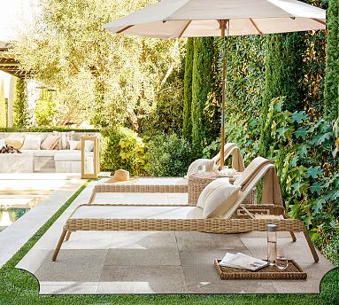 Huntington Mesh Stackable Outdoor Single Chaise Lounge, Set of 2 | Pottery Barn (US)