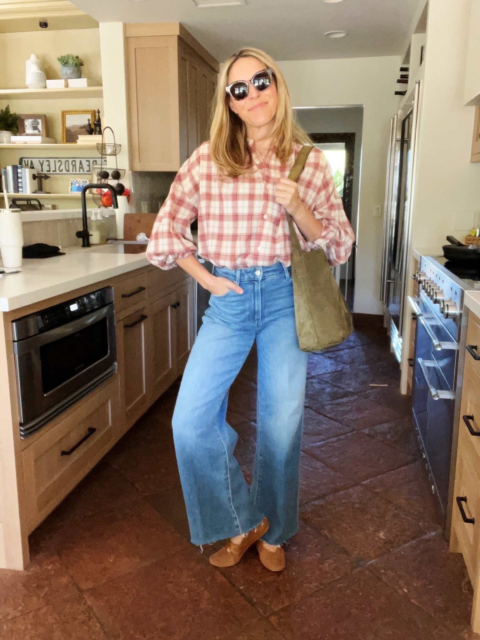 Fall OOTD 🤎

Plaid shirts are in right now - this pink and cream plaid is currently on sale from Tuckernuck! Jeans are the Anessa high rise, which look good on every body type. 

Sizing: size down one in top, Laura in an xs. Jeans run tts. These are the 31” inseam. Laura is 5’5."

#LTKSaleAlert #LTKStyleTip #LTKOver40