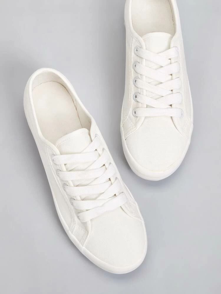Solid Lace Up Flat Trainers | SHEIN
